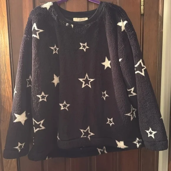 LOFT Star Print Sherpa Sweatshirt - Picture 2 of 11